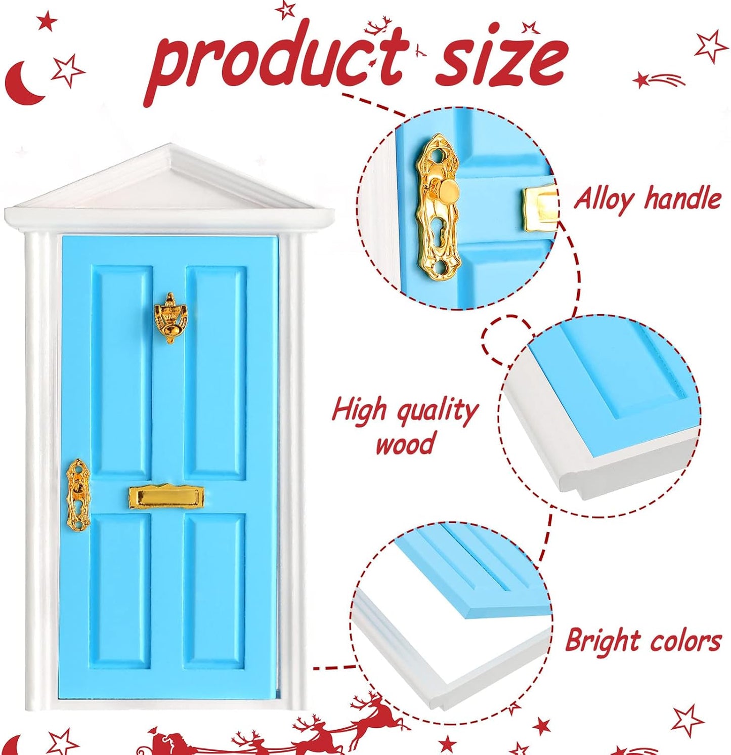 Skiennix Christmas Elf Fairy Doors - 20 Pcs Enchanted Miniature Outdoor Decor | Red & Blue