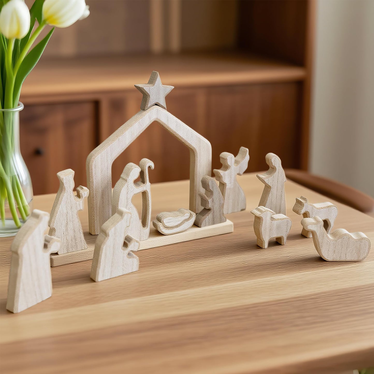 NEROSUN Empty Tomb Easter Scene and Cross Decoration, Ceramic Resurrection Scene Cross Jesus Tomb Decor, Christmas Decoration Jesus Nativity Scene for Religious Home Office Tabletop Christian Gifts