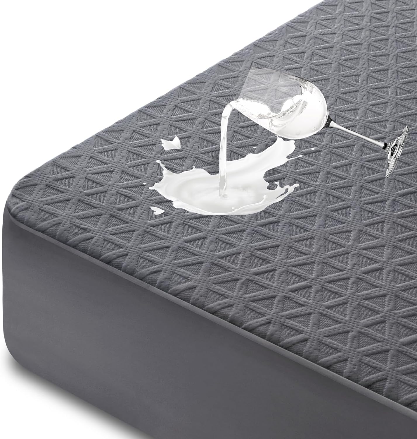 Skiennix Premium Waterproof Mattress Protector - Breathable Cooling Bed Cover, Twin Size, Gray