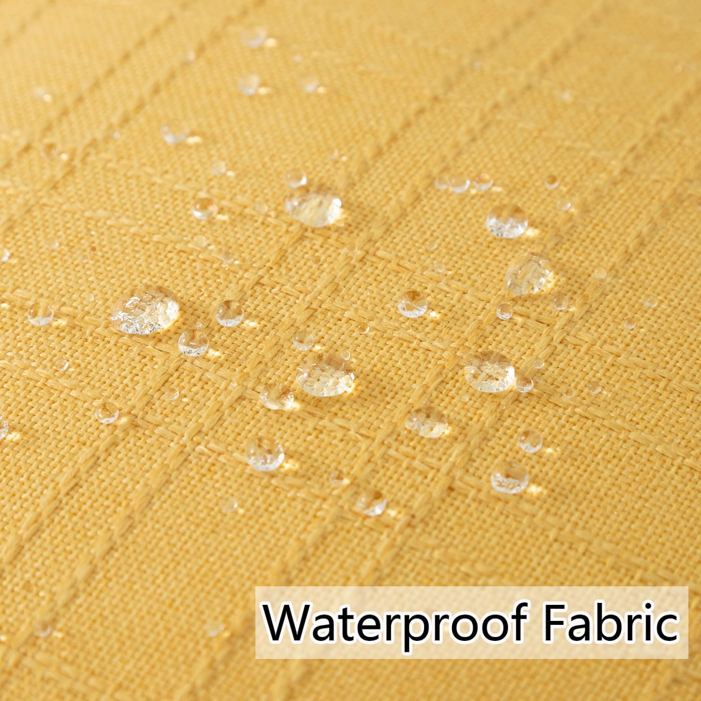 UGASA Outdoor Throw Pillow Covers - Waterproof Plaid Texture | Decorative Lumbar Cushions, 12x20 Inch, Yellow (Pack of 2)