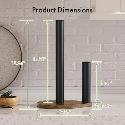 Atoping Kitchen Paper Towel Holder, Brown Paper Towel Holder Countertop, Paper Towel Roll Holder, Waterproof, Anti-Slip, Quick Assembly, Wooden Paper Towel Holder for Kitchen
