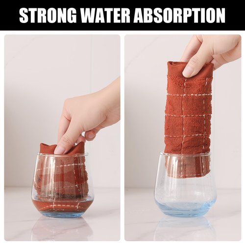 Homaxy 100% Cotton Terry Kitchen Dish Cloths, Ultra Soft and Absorbent Dish Towels for Kitchen, Suitable for Drying and Washing Dishes, 6 Pack, 12 x 12 Inches, Rust