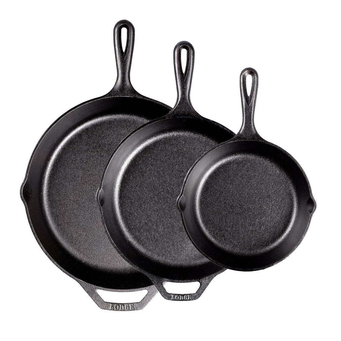 Lodge Seasoned Cast Iron Skillet Set 8, 10.25 & 12 Inches - PFAS-Free, Non-Toxic Cookware - Use with an Oven, Stove, Grill, or Campfire - Naturally Non-Stick & Oven Safe