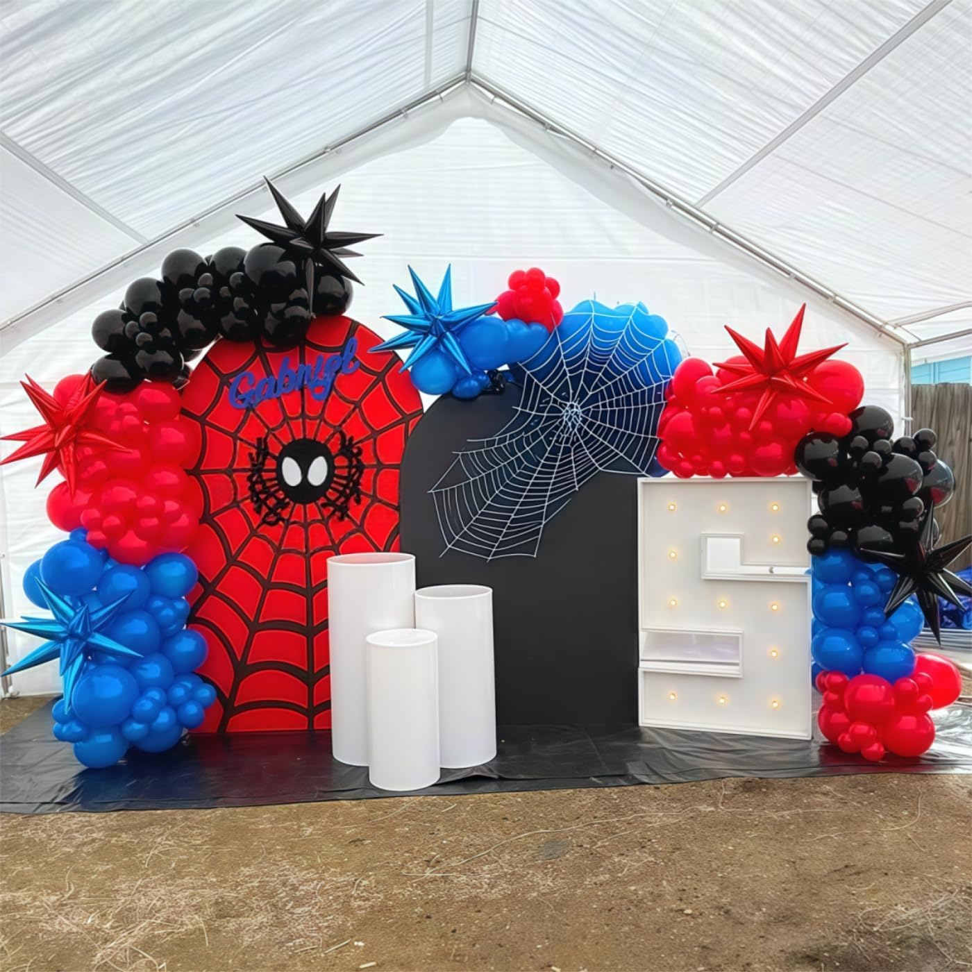 Red Blue Black Balloon Arch Garland Kit, 101 Pcs Matte Red Black and Royal Blue Latex Balloon Garland Set for Boys Kids Man Halloween Cool Spider Theme Party Birthday Graduation Party Decorations
