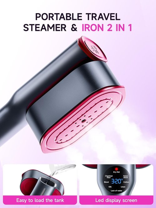 DRFLASH 2-in-1 Handheld Garment Steamer & Iron - Fast 15s Heat-Up, Portable Travel Size, 1200W