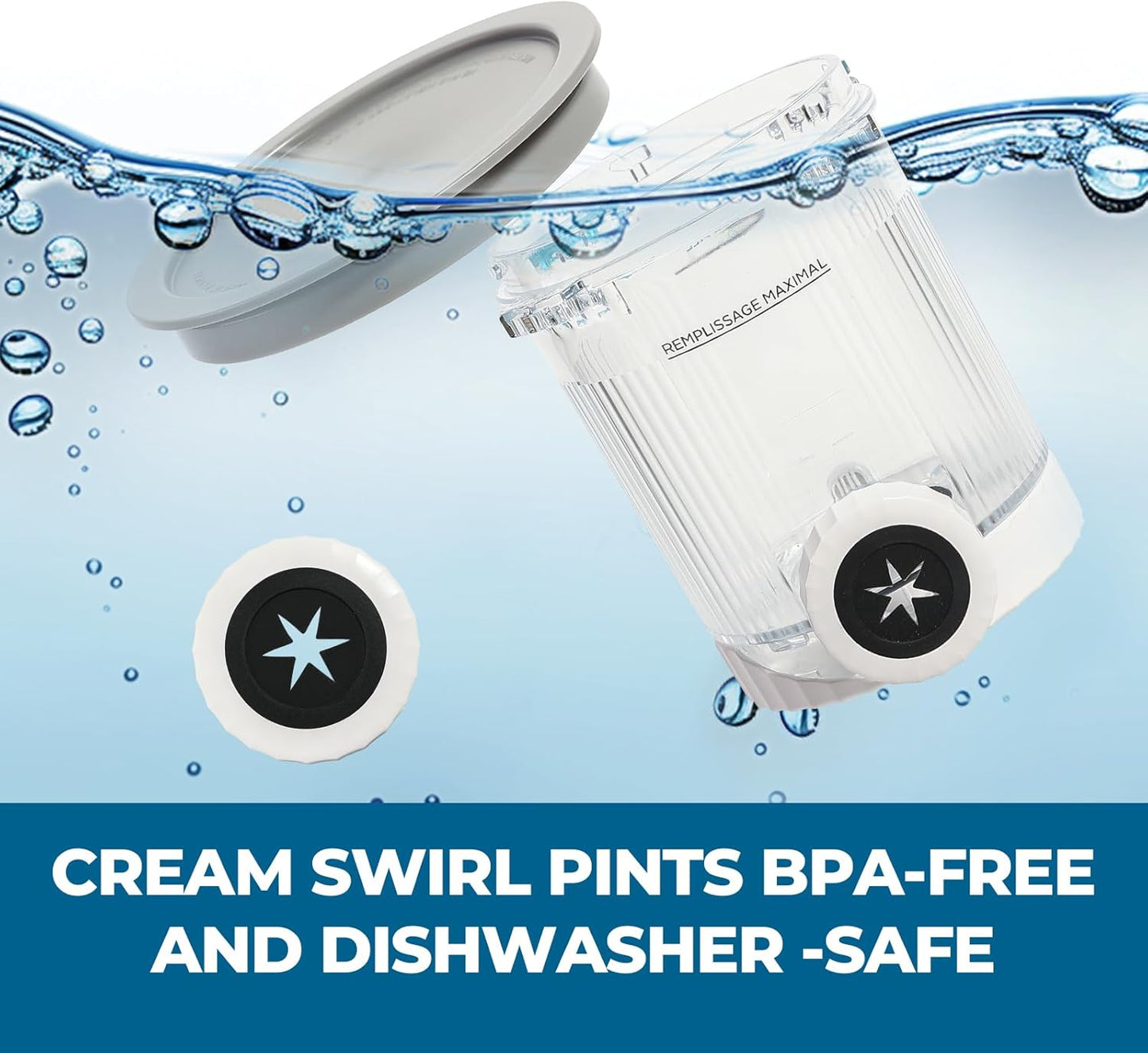 Skiennix Swirl Ice Cream Makers - 4 Pack Pints with Lids | Compatible with Ninja NC700 Series, Dishwasher Safe