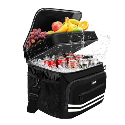 Carttiya Insulated Lunch Box for Men & Women - 26L X Large Lunch Bag, Leak-Proof Cooler Lunch Bag, Adjustable Strap, Ideal for Work, Picnic, Travel 14.6"×11.5"×9.5" (Black)