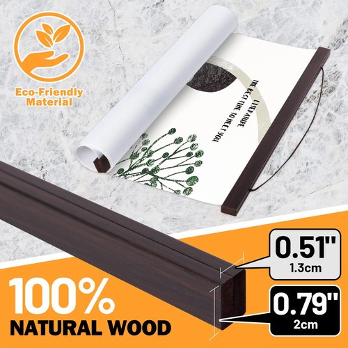 Benjia Magnetic Light Wood Poster Frame - 23" Wooden Hanger for Photos & Artwork | Walnut Finish