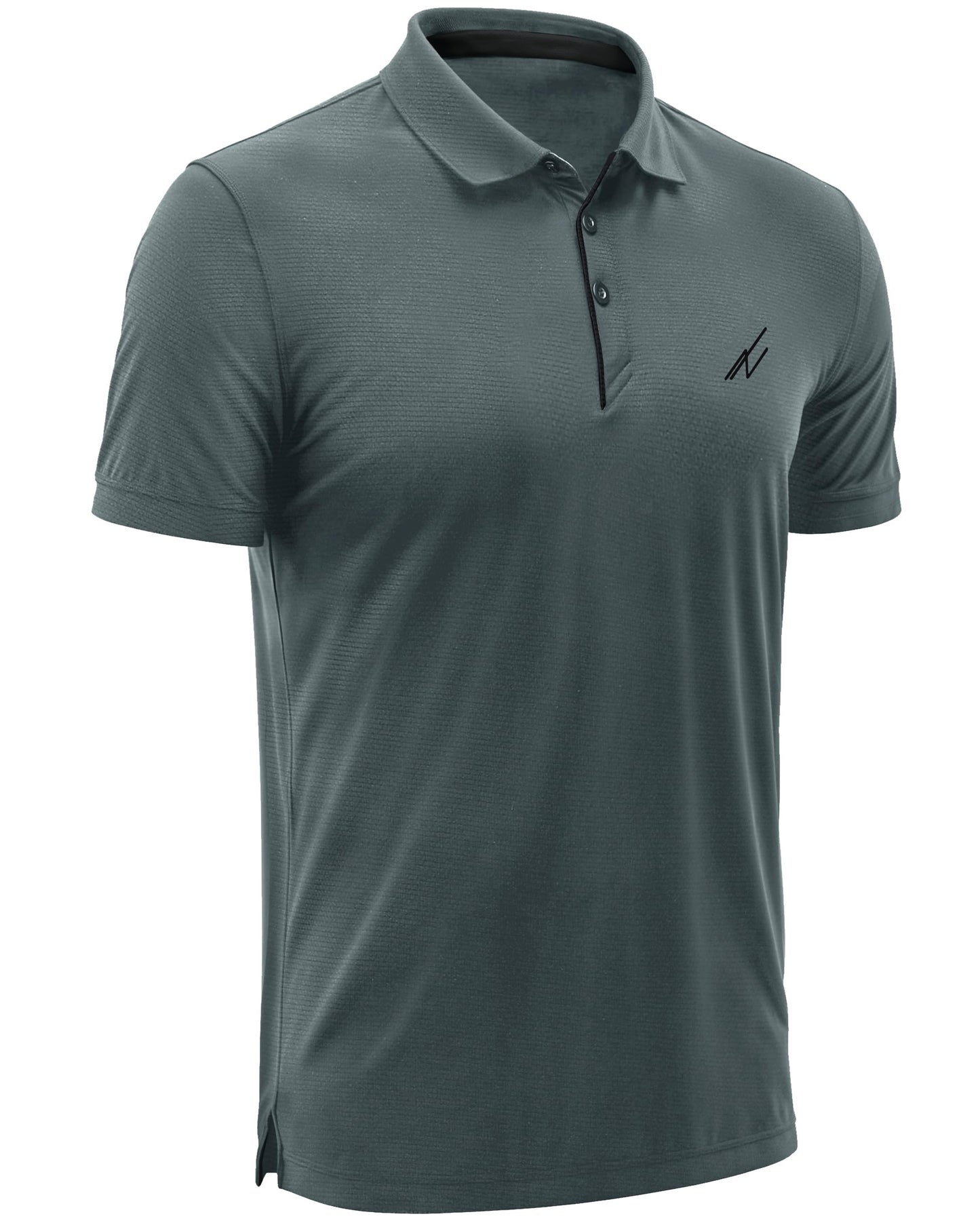 NY Threads Men's Golf Polo Shirt UPF 70+ Regular Fit Moisture Wicking Quick Dry Performance Short Sleeves Polo, Large, Dark Grey