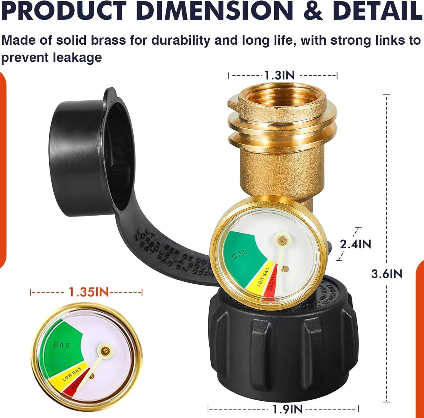 Llamaviva Propane Tank Gauge with Leak Detector - Universal Level Indicator for 5-40lb Tanks | 2-Pack
