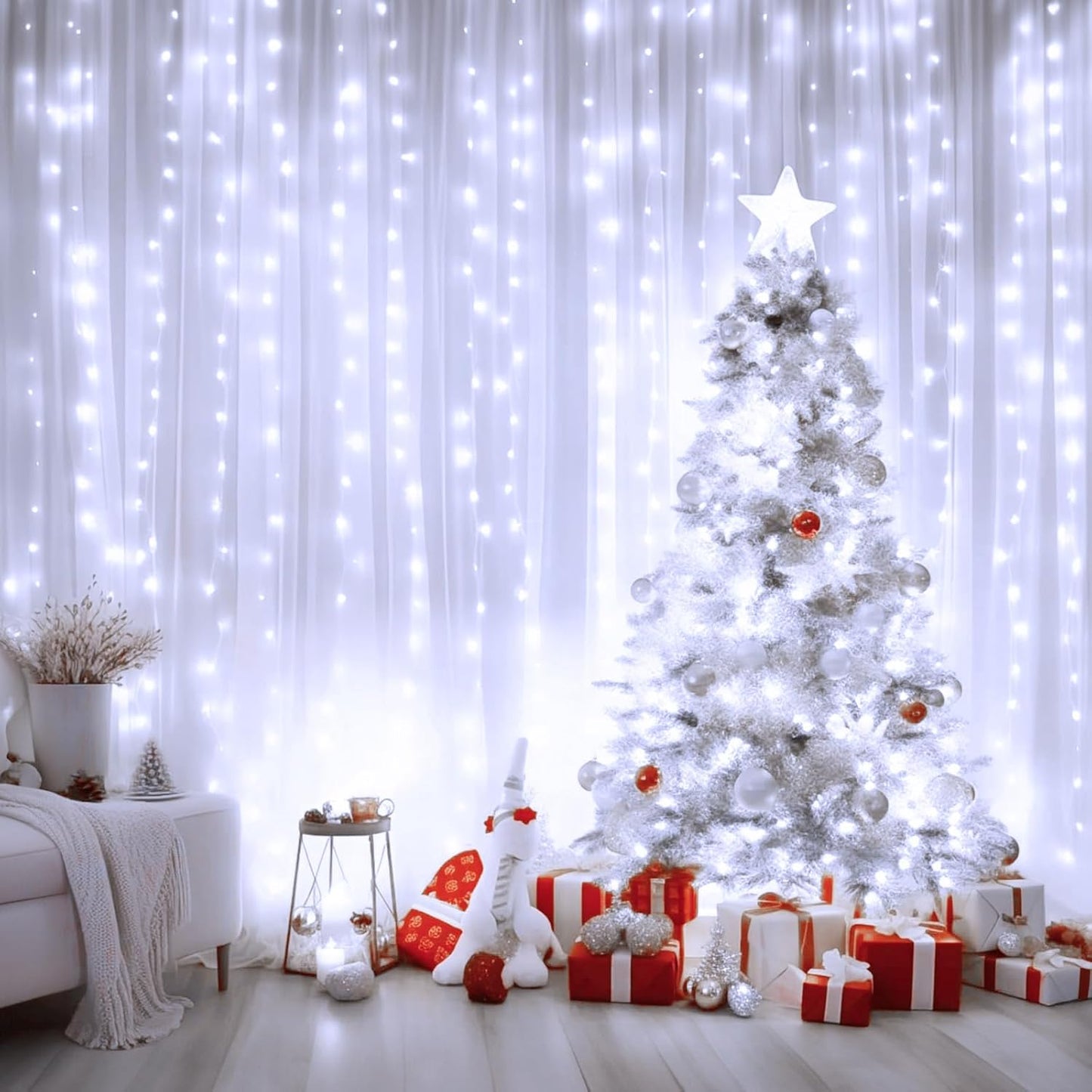 Minetom 300 LED Curtain Lights - Dimmable Fairy Lights with Remote & Timer | USB Powered for Indoor Decor