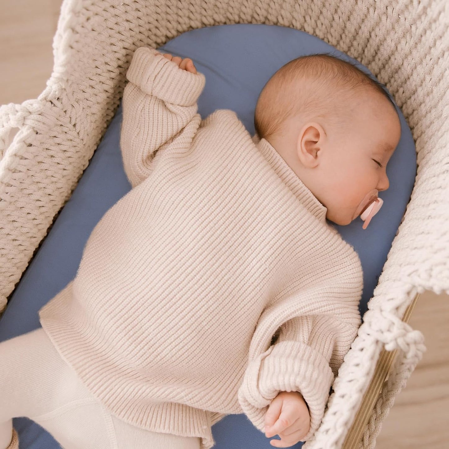 Yoofoss Bassinet Sheets - 3-Pack Fitted Sheets Set for Halo Bassinest | Soft & Breathable (Blue & Cloud)