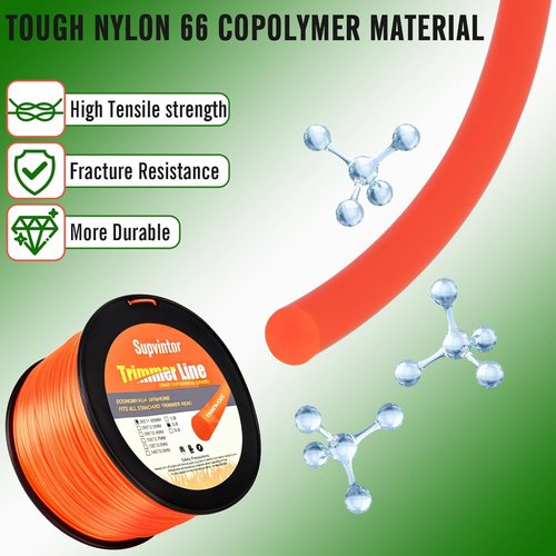 065 Trimmer Line - Commercial Grade Round String Trimmer String | 0.065 Inch, 2000ft, Orange