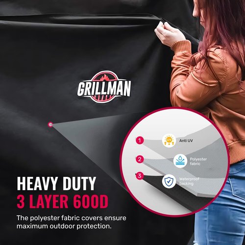 Grillman BBQ Grill Cover - Heavy Duty Waterproof & Weather Resistant - 30 Inch Black for Gas Grills