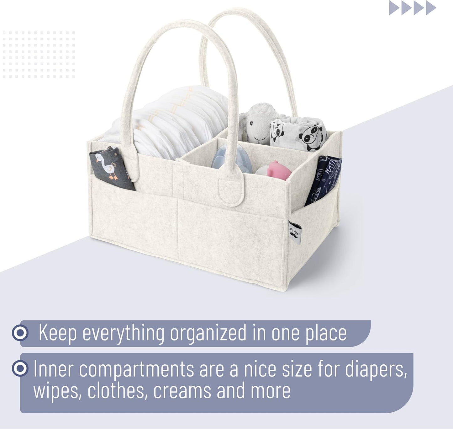 Mr. Pen Baby Diaper Caddy Organizer - Medium Beige Nursery Storage Bin & Car Organizer for Wipes