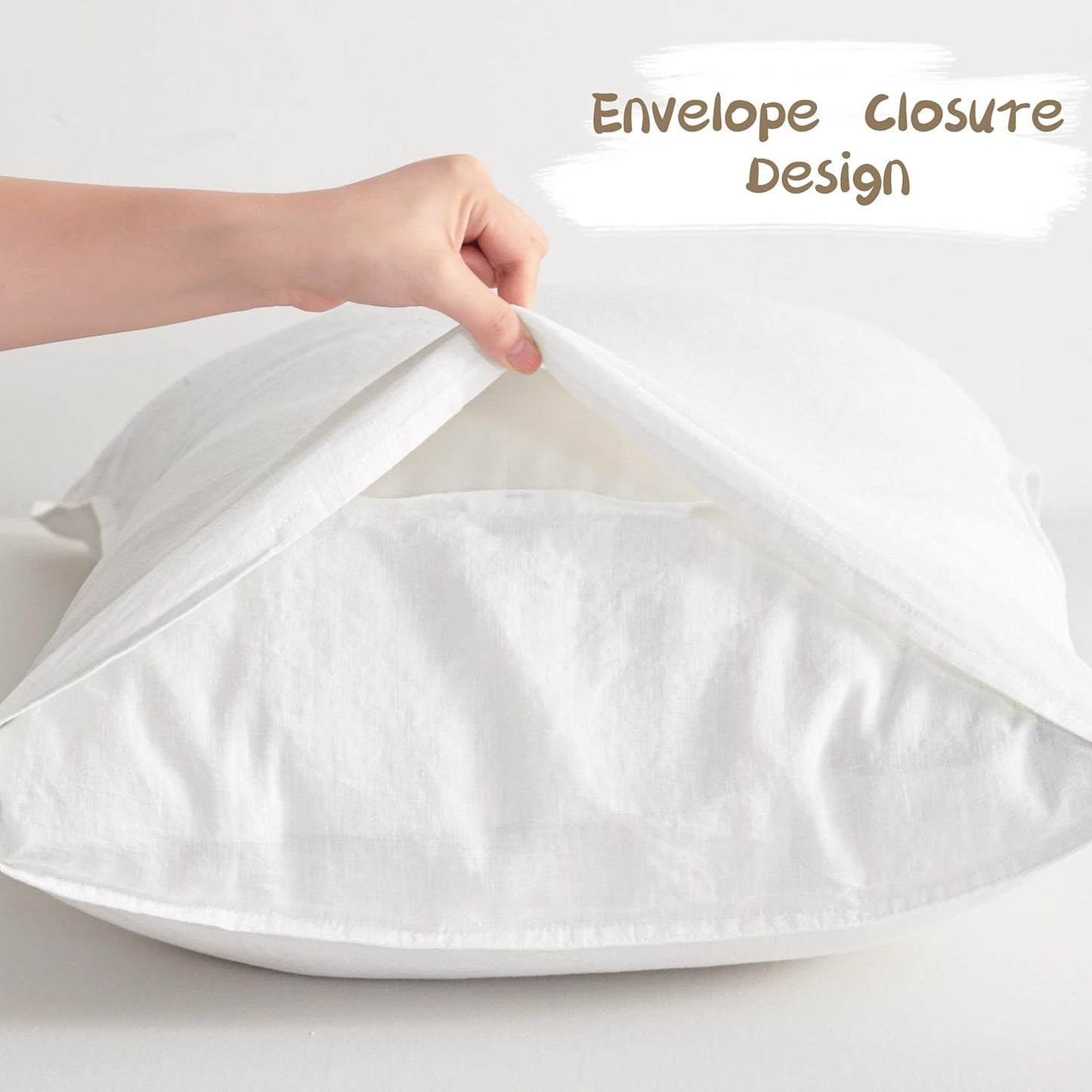 NTBAY French Linen Pillow Cases - 100% Breathable Linen Standard Pillowcases, 20x26 Inches | 2 Pack, White