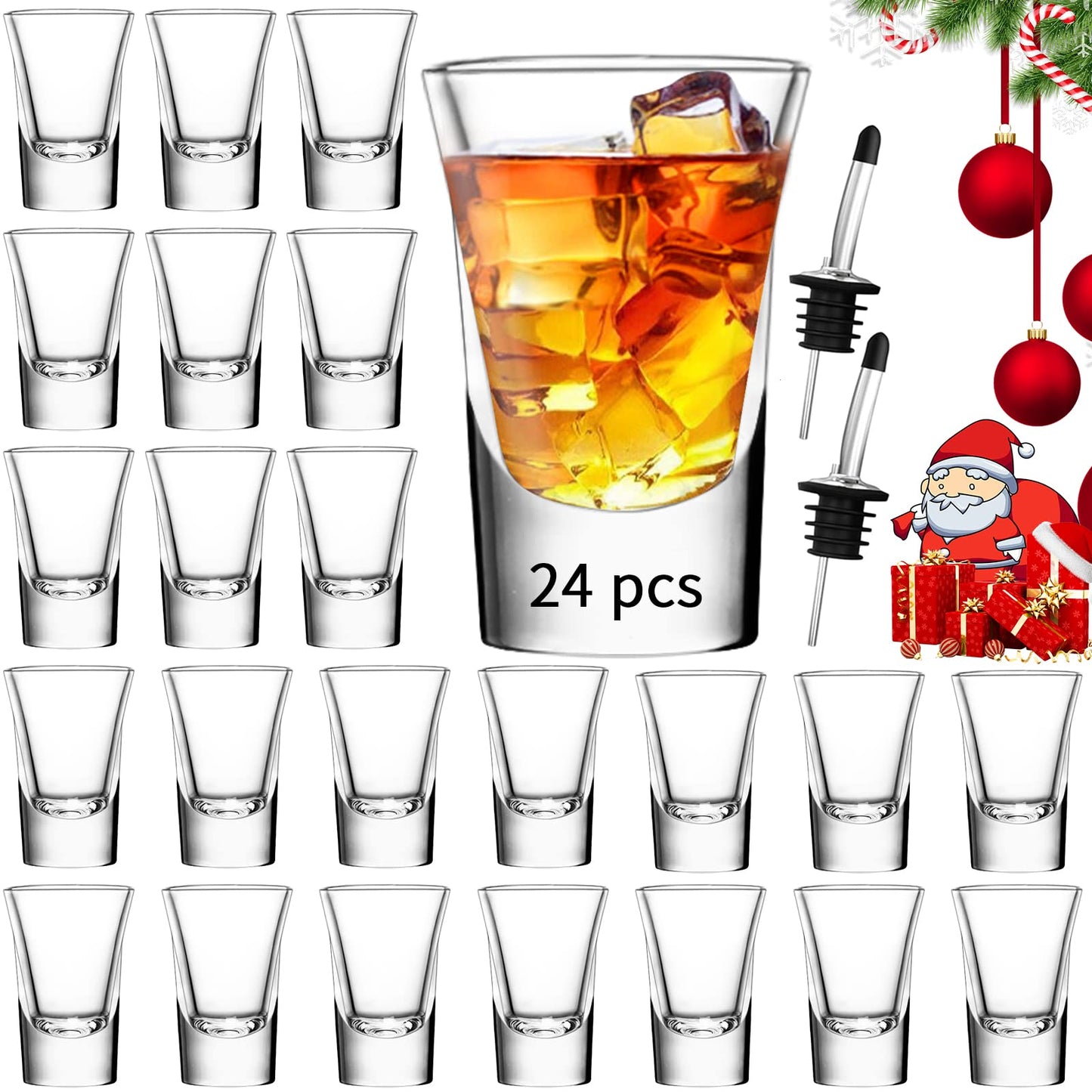 SuproBarware Shot Glasses Set of 24-1.2 oz/35 ml Clear Shot Glass with Heavy Base, Rock Shot Glasses bulk for Cocktail, Vodka, Espressos, Liqueurs, Tequila and Desserts