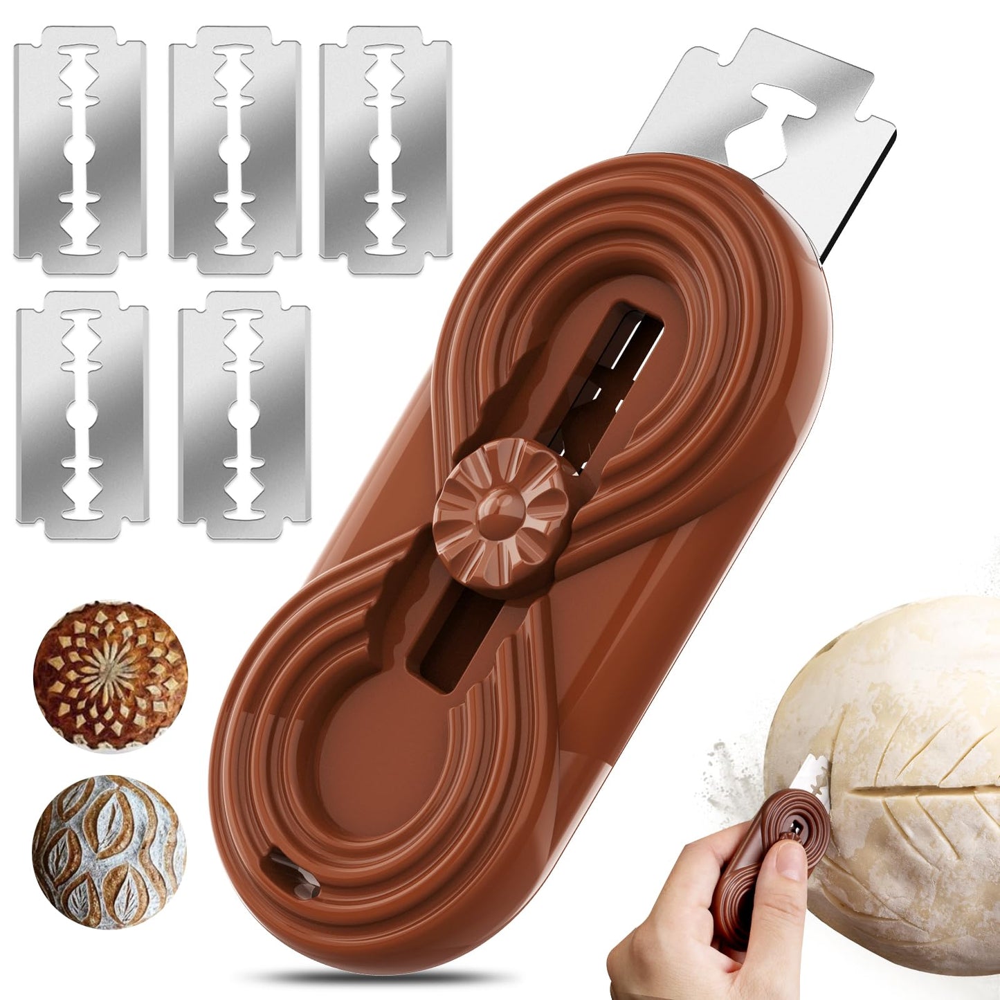 Sis-YaoLan Bread Lame Dough Scoring Knife, Bread Scoring Tool,Upgraded Retractable & Magnetic Design, Anti-Slip Handle Professional Sourdough Tool for Homemade Sourdough Bread with 5 Blades