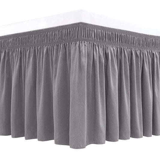 Biscaynebay Wrap Around Bed Skirts for King & Cal King Beds 18" Long Drop, Silver Grey Adjustable Elastic Dust Ruffles Easy Fit Wrinkle Resistant Silky Luxurious Fabric Machine Washable