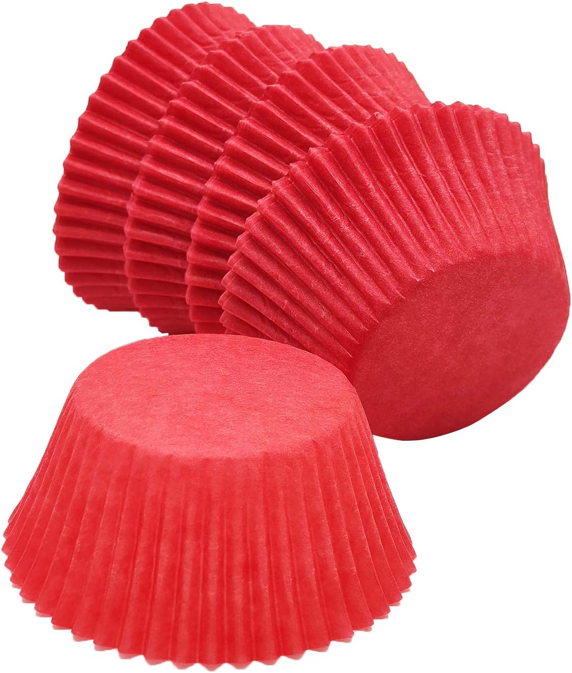 Premium Red Greaseproof Cupcake Liners - Standard Size Muffin Baking Cups, 100-Count