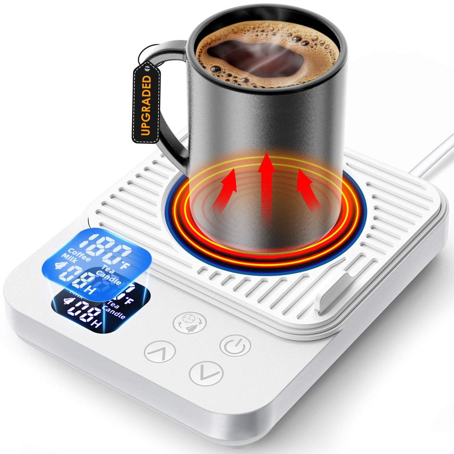 Mug Warmer, Coffee Cup Warmer for Desk with 1-12H Auto Shut Off, 36W Faster Heating Coffee Mug Warmer for Coffee Beverage Milk Tea, Smart Candle Warmers, Ideal Coffee Accessories Gifts (White)