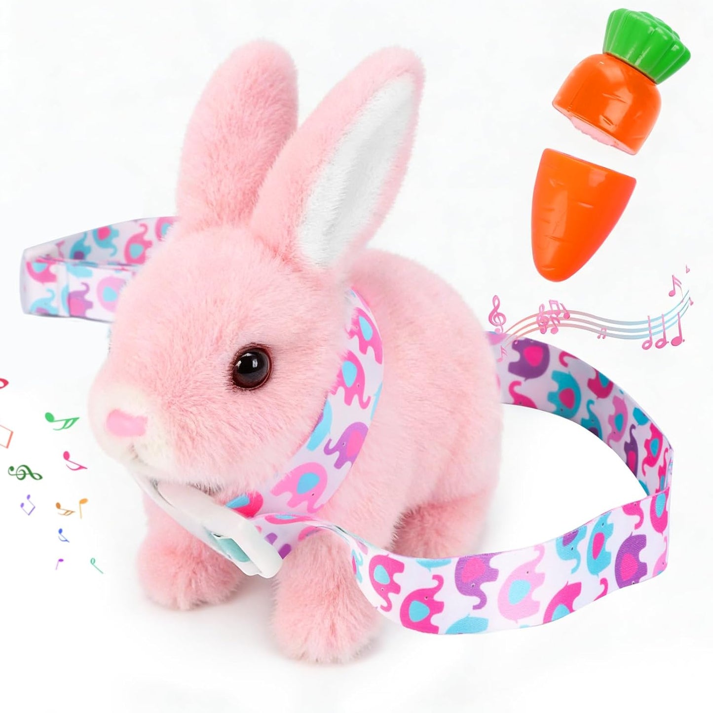 Skiennix Hopping Bunny Plush Toy - Interactive Electronic Pet with Sounds & Movements | Pink for Toddlers' Birthdays & Easter