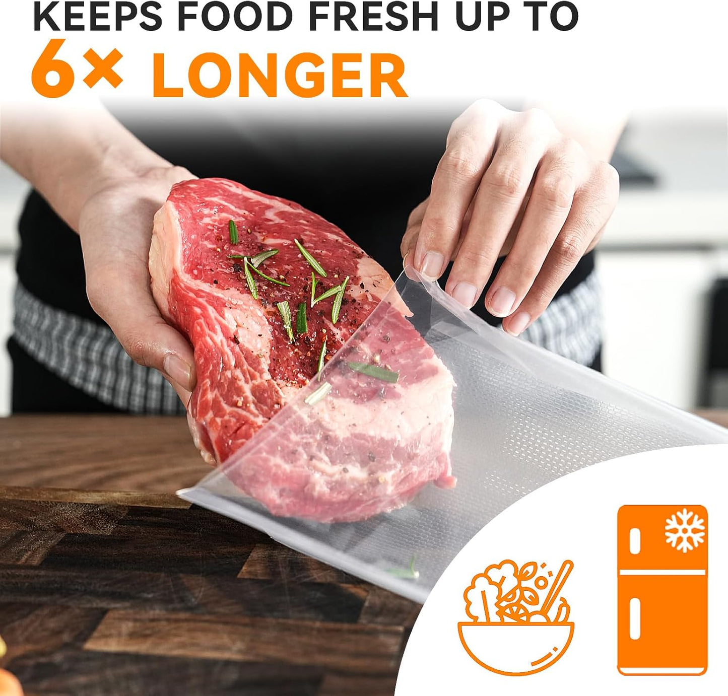 Wevac Vacuum Sealer Bags - Heavy-Duty BPA-Free Food Storage | 100 Count (6"×10" & 8"×12")