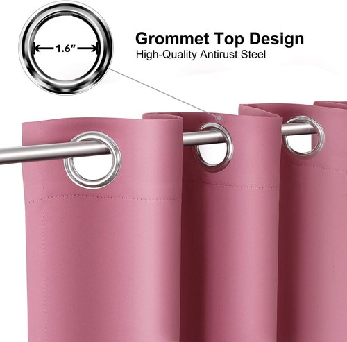 ChrisDowa Blackout Curtains - Thermal Insulated Room Darkening Panels for Bedroom & Living Room | Pink, 52W x 95L