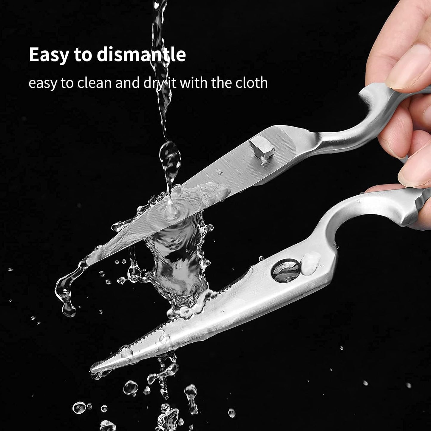 Skiennix Stainless Steel Kitchen Shears - Heavy Duty Forged Scissors for Professional Chefs | Silver