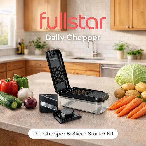 Fullstar Vegetable Chopper & Mandoline Slicer - 2-in-1 Kitchen Gadget for Quick Food Prep | Black
