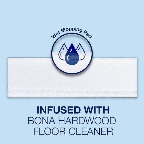 Bona Hardwood Floor Cleaning Pads - Unscented Disposable Wet Pads | 12 Pack for Residue-Free Shine