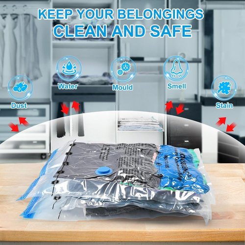 BoxLegend Vacuum Storage Bags - Thickened Waterproof Compression Bags for Clothing & Bedding | 6 Medium (19.68” x 27.56”)