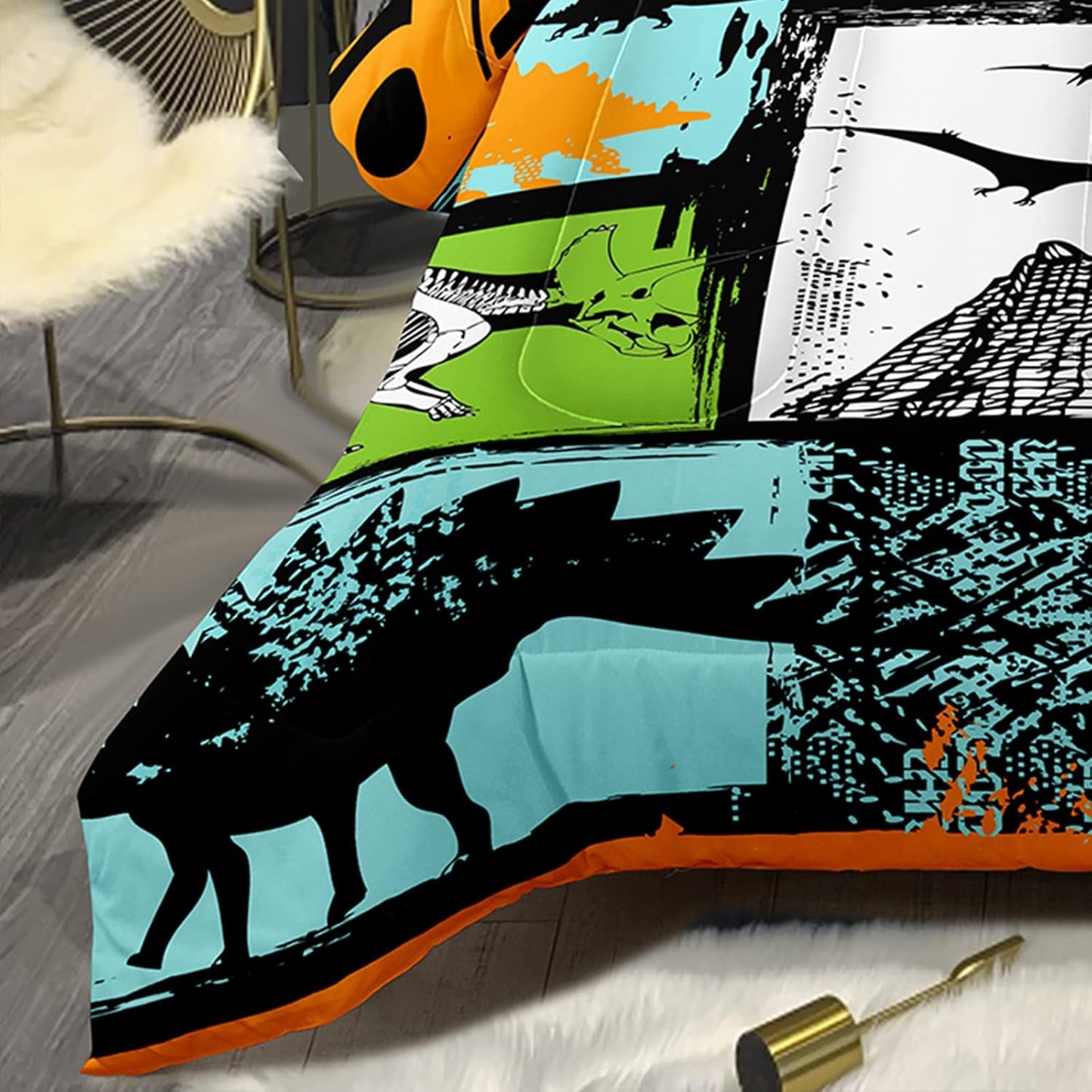 Bodhi Rainbow Graffiti Football Bedding for Boys & Teens - Full Comforter Set with Matching Pillowcases