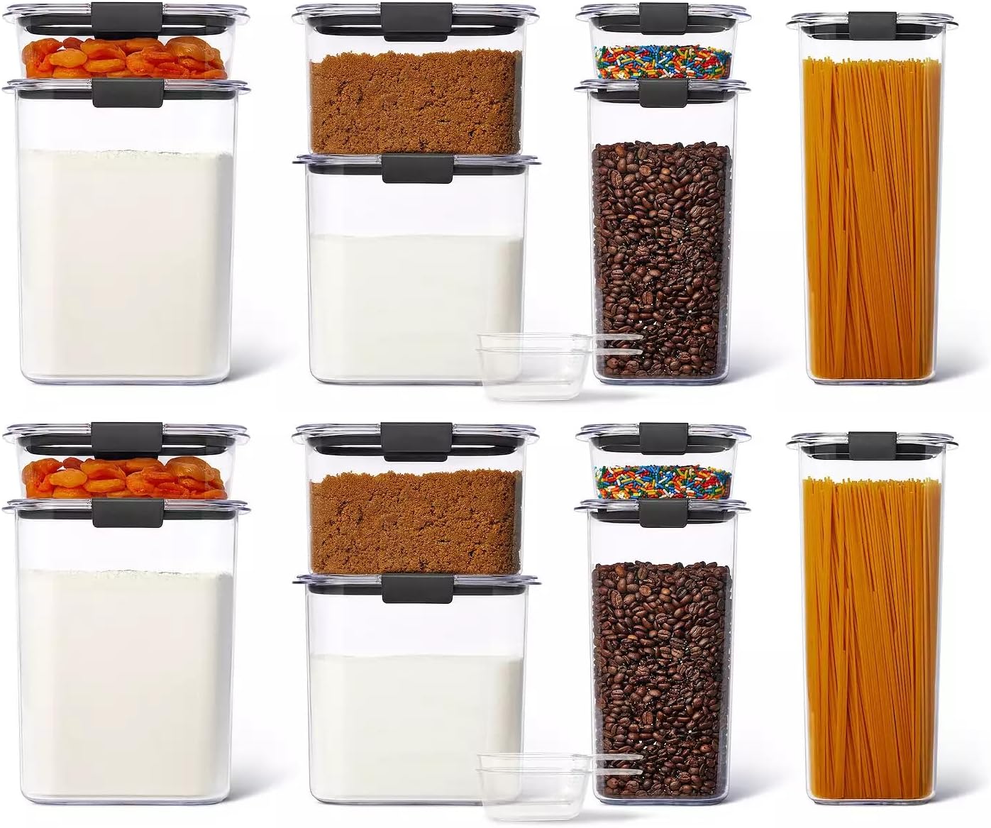 Rubbermaid Brilliance Pantry Storage Containers - Clear & Airtight | 14-Piece Set (2 Sets of 7)
