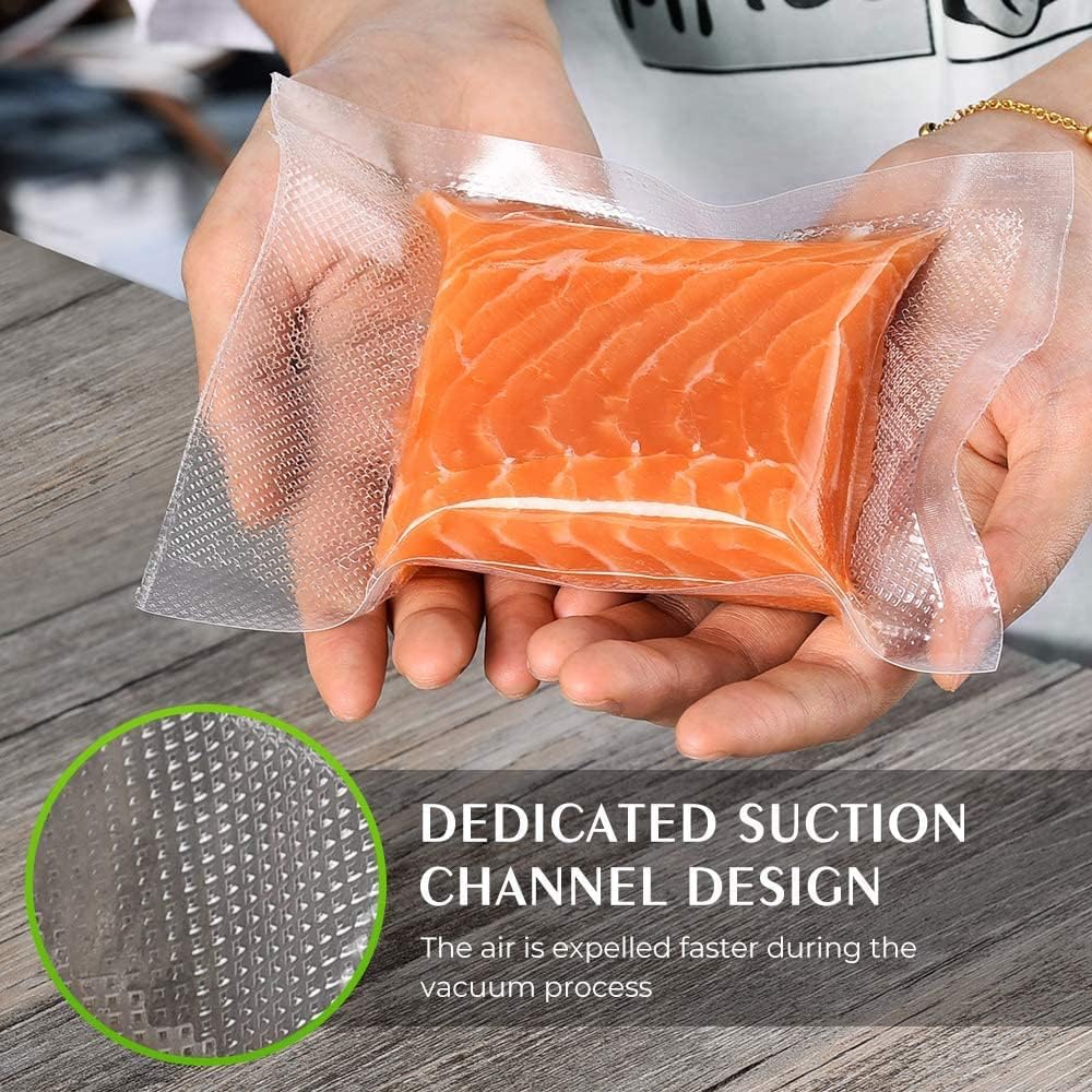 Skiennix Vacuum Sealer Bags - 6 Rolls of 11"x20' BPA-Free Durable Food Storage Bags for Sous Vide Cooking