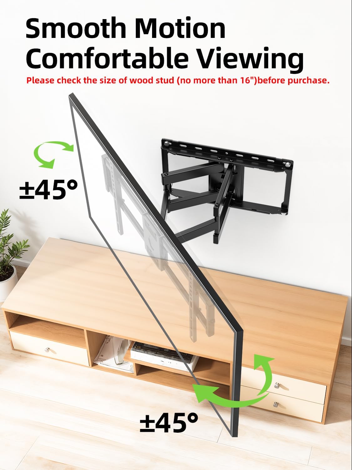 USX Mount Full Motion TV Wall Mount - Dual Swivel & Tilt for 42-90 Inch TVs | VESA 600x400mm, 132lbs Capacity