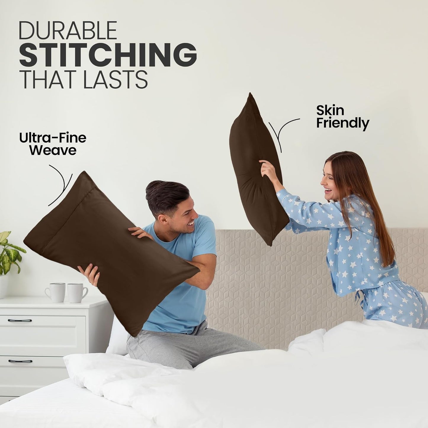 Utopia Bedding Pillow Cases - Soft Brushed Microfiber 2-Pack | Oeko-TEX Certified, 20x26 Inches (Brown)