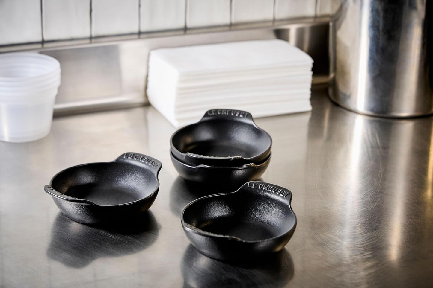 Le Creuset Enameled Cast Iron Mini Round Braiser Set - 4 Pieces, 0.3 Qt, Matte Black Finish