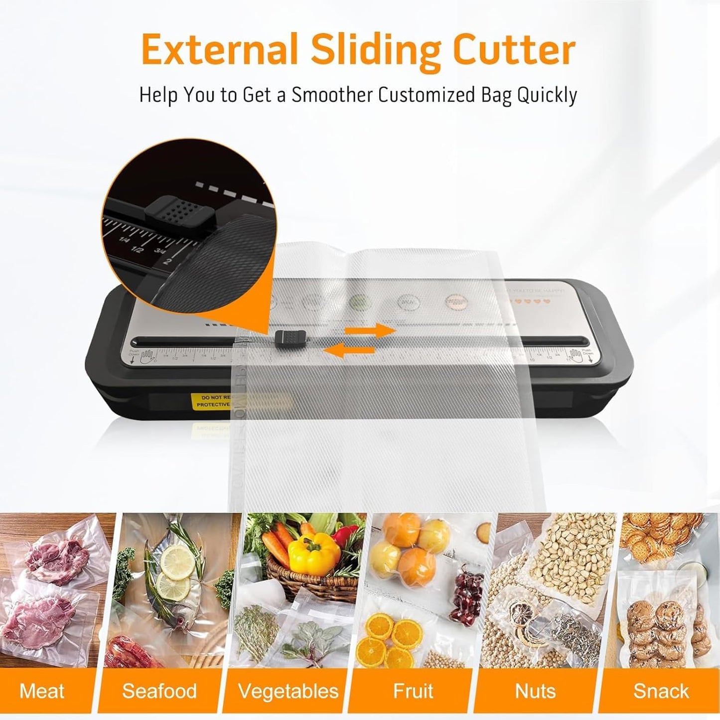 MEGAWISE Vacuum Sealer Machine - Powerful One-Touch Automatic Design | Seals in 10-20 Seconds | Includes 10 Bags & Cutter (Grey)