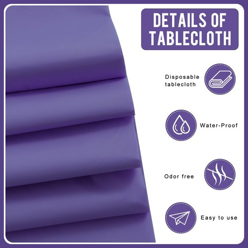 Eleclassi Purple 12 Pack Premium Disposable Plastic Tablecloth 54 x 108 in - Plastic Table Cloth Disposable Tablecloth for Rectangle Table Up to 8 Feet