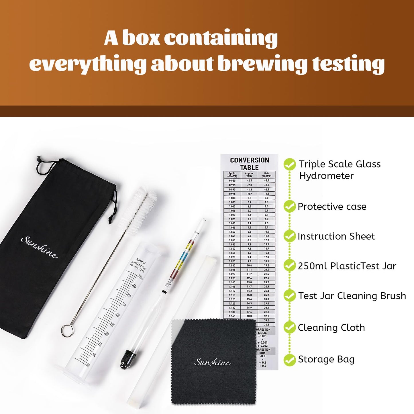 AOZ LIbei Hydrometer Set - for Mead, Wine, Kombucha and Home Brew Beer, Alcohol Tester Accessories Moonshine Still Kit Complete for Home Test Equipment-Specific Gravity Abv Tester