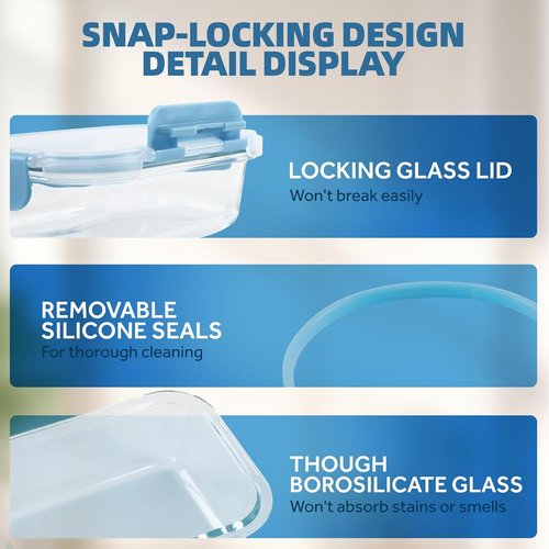 BYLWORKOUT Glass Storage Containers - 24 Piece Leak Proof Set for Meal Prep | Dishwasher Safe (Blue)