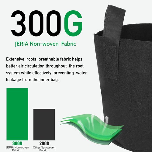 JERIA 12-Pack Grow Bags - 3 Gallon Heavy-Duty Nonwoven Garden Pots with Reinforced Handles