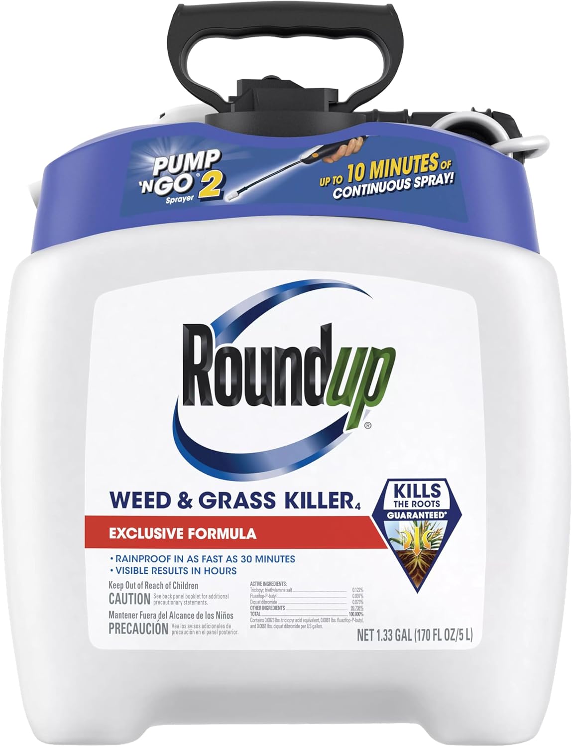 Roundup Weed & Grass Killer - Pump 'N Go 2 Sprayer for Flower Beds & Trees - 1.33 Gallon