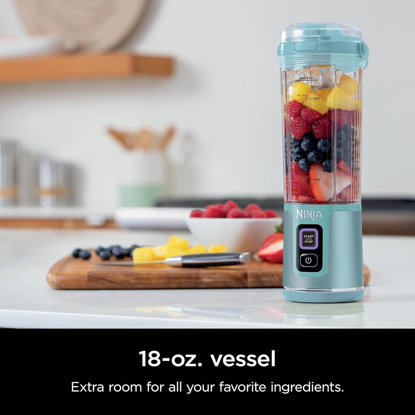 Ninja Blast Portable Blender - Cordless 18oz Personal Blender for Smoothies & Shakes | BPA-Free, USB-C Rechargeable, Tinted Aqua