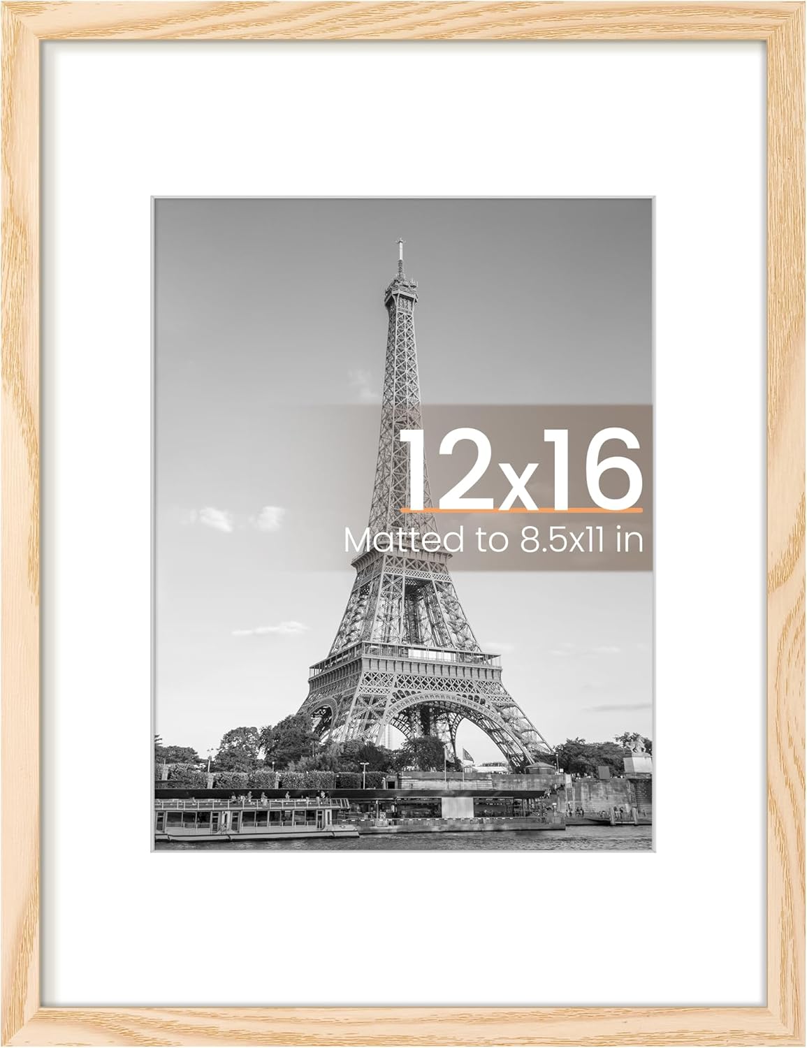 Upsimples 12x16 Picture Frame - Versatile Display for 8.5x11 or 12x16 Photos | Natural Finish, 1 Pack