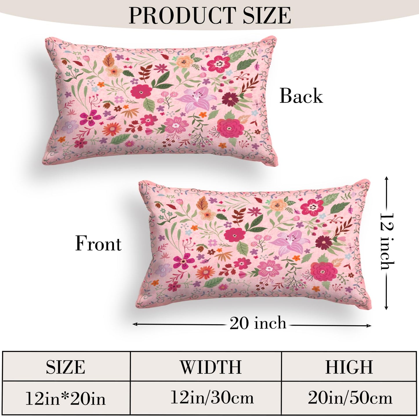 COARVXA Floral Pillow Covers 18x18 Set of 2,Pink Farmhouse Floral Pillow Covers Decor Double Sided Pattern Cushion Cover Soft Pillow Case for Living Sofa Room Bed Porch Patio Square Pillow Cover