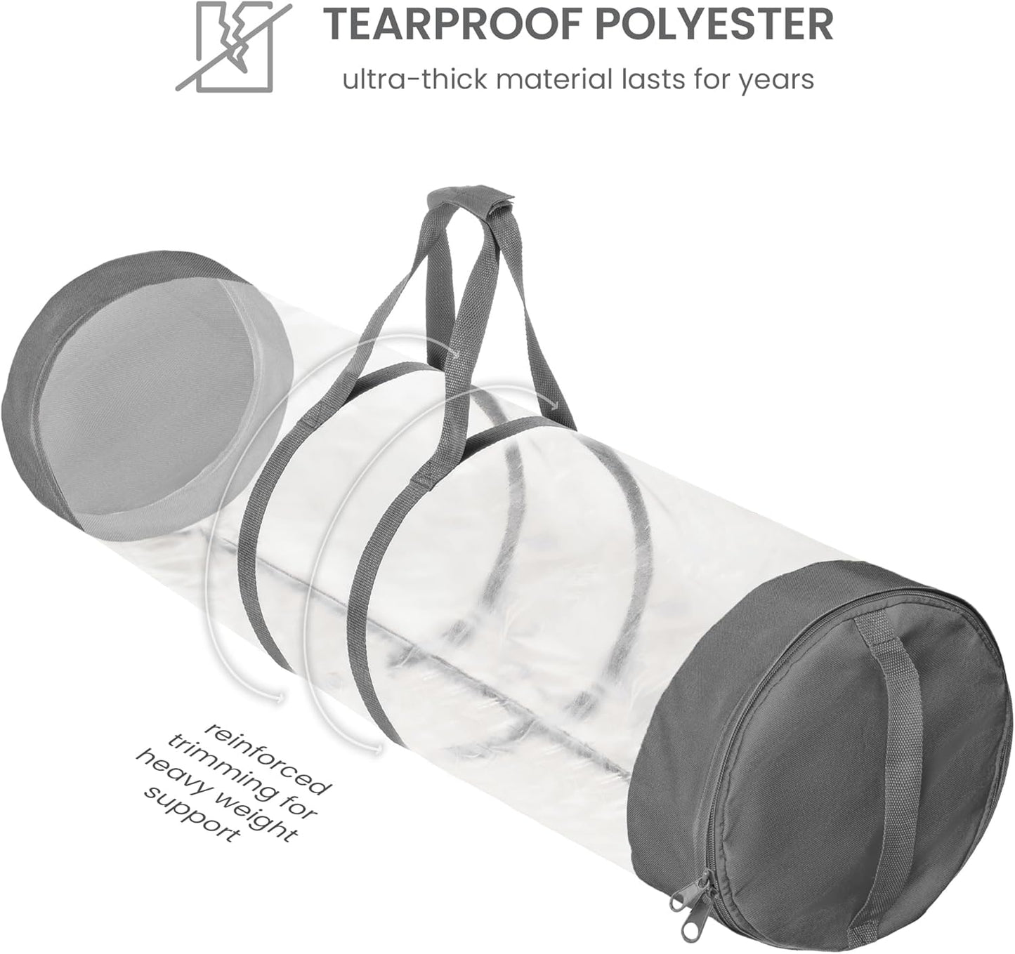 ZOBER Gift Wrap Organizer | 40-Inch Round Storage for 25 Rolls - Durable Clear PVC & 600D Oxford Fabric - Gray