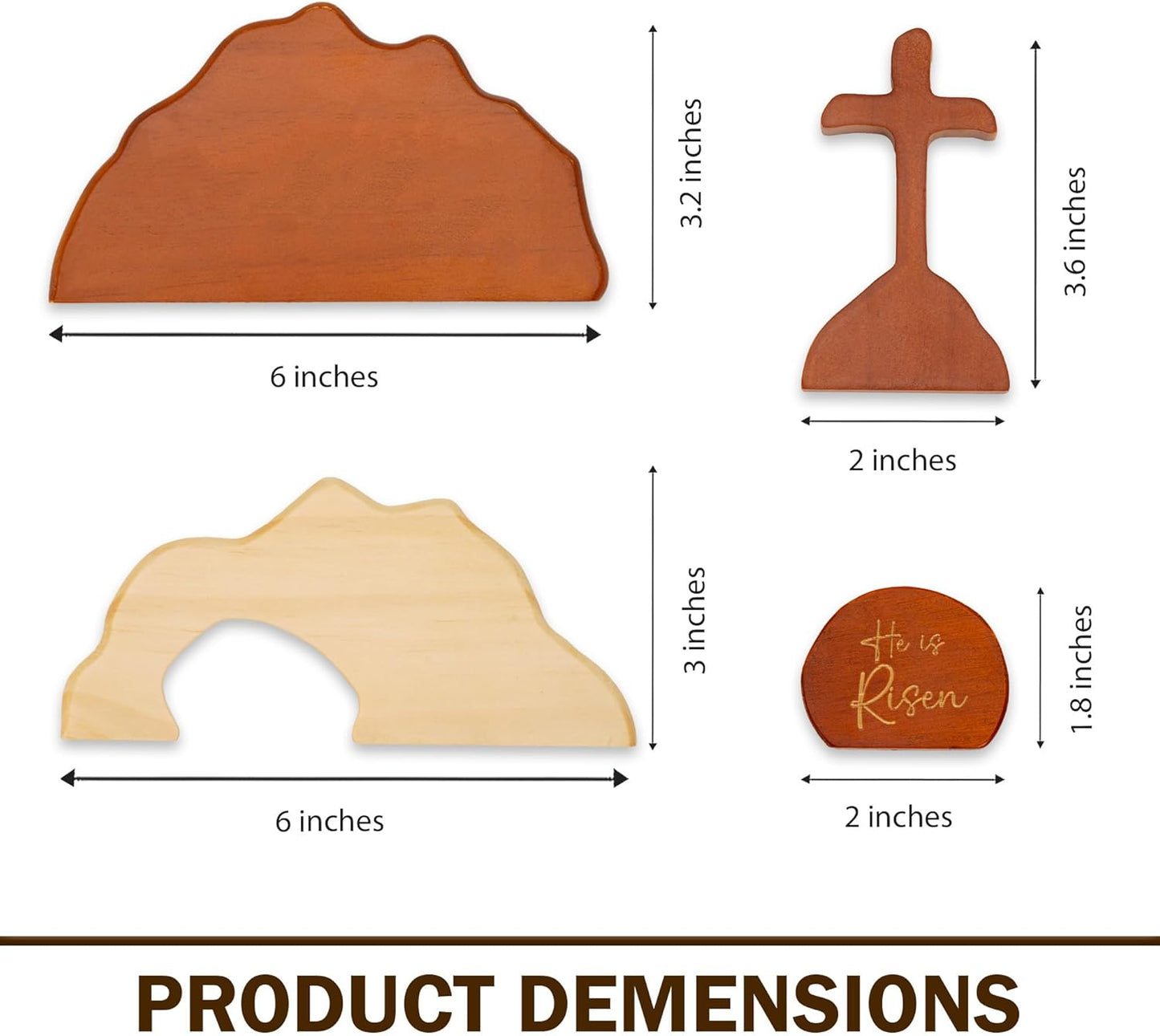 Natural Wood Easter Decor - He Is Risen Empty Tomb Scene | Christian Spring Decorations for Home & Church