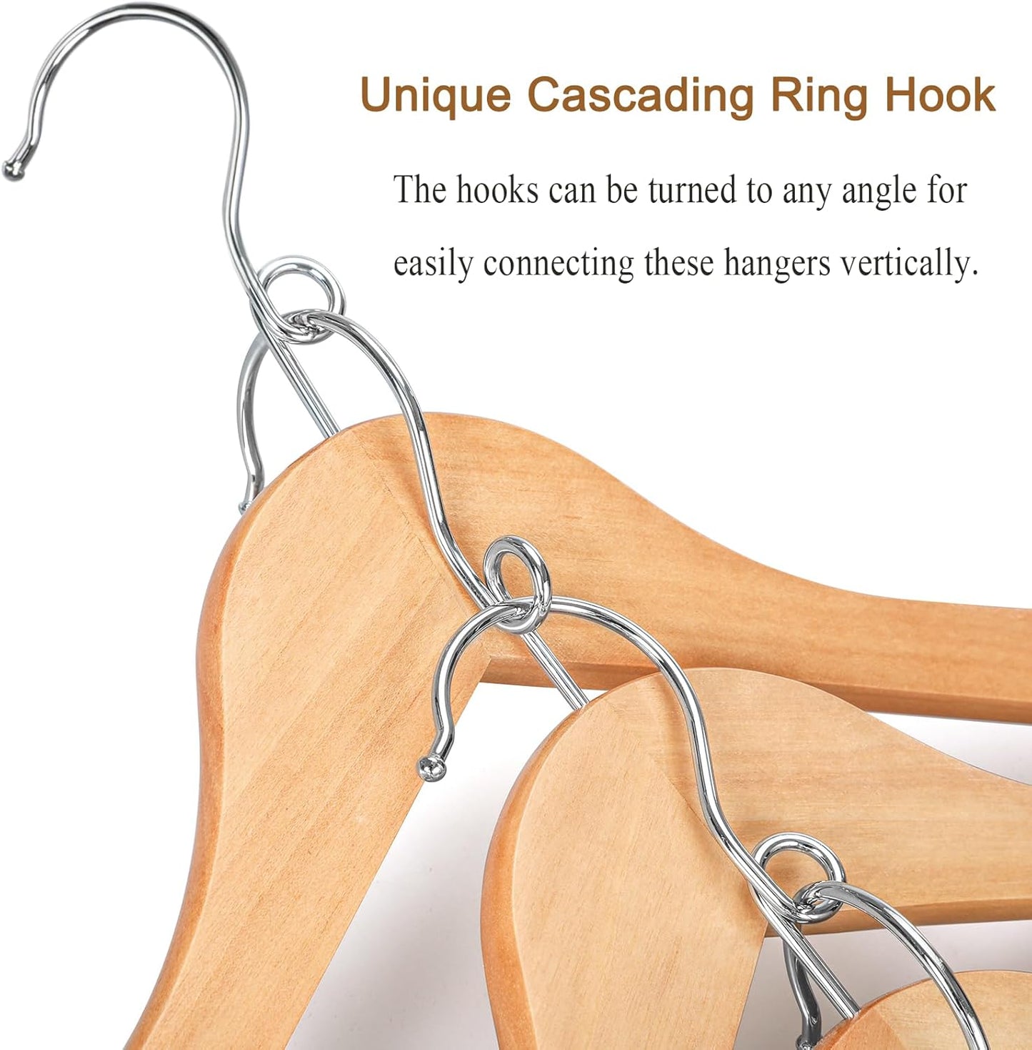 TOPIA HANGER Wooden Hangers - 30 Pack Space-Saving Design with 360° Swivel Hook & Non-Slip Bar